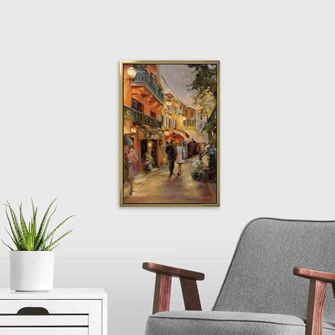 CANVAS ON DEMAND Evening in Paris Canvas Wall Art Print by Marilyn Hageman, Traditional, Home Decor, Street Scene Artwork, Nature Artwork, 12" x18in