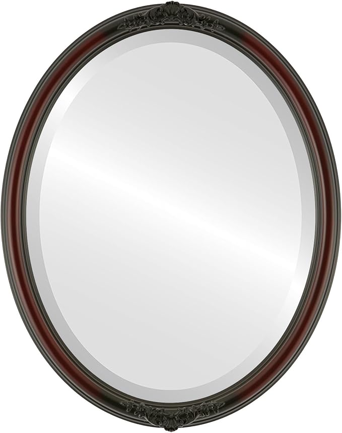 OVALCREST Oval Beveled Wall Mirror for Home Decor - Contessa Style - Rosewood - 18" x 14"