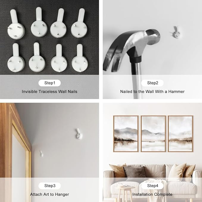 Neutral Abstract Mountain Framed Canvas Print Wall Art Set,Watercolor Beige and Gray Calming Landscape Wall Decor,Modern Minimalist Nature Artwork for Living Room,Bedroom-24 x36 x3