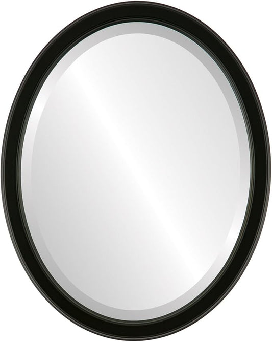 OVALCREST Oval Beveled Wall Mirror for Home Decor - Toronto Style - Matte Black - 22" x 18"
