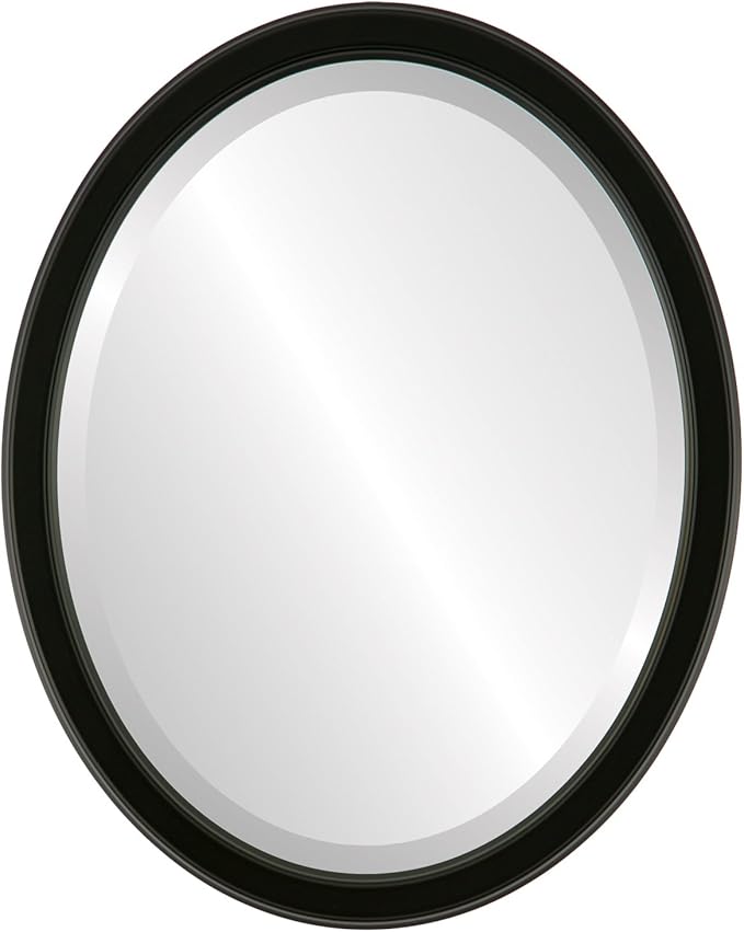 OVALCREST Oval Beveled Wall Mirror for Home Decor - Toronto Style - Matte Black - 26" x 22"