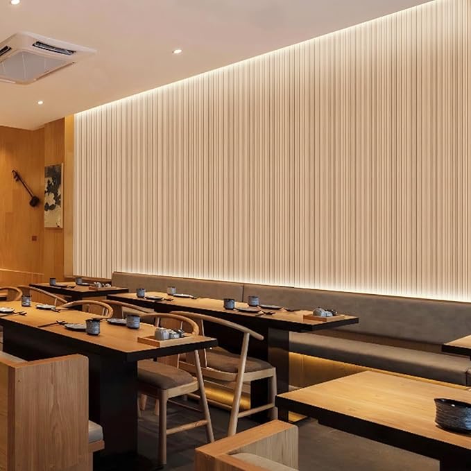 16-Pack 3D Soundproof Slat Wall Panels, Modern Faux Wood Wall Cladding for Living Room, Bedroom, Office, Interior Décor, Oak Finish, 48.2" x 6.3"