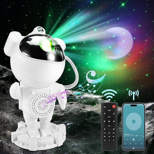 LUXONIC Star Astronaut Projector Light with Bluetooth Speaker, Galaxy Moon Nebula Ceiling Night Light, Remote Control,Gift for Adults for Bedroom, Christmas, Birthdays, Valentine's Day