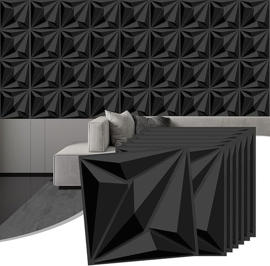 50 Pack 3D Textured Wall Panels – 12x12'' PVC Wall Coverings – Easy Install, Waterproof – Modern Accent Wall Decor for Living Room, Bedroom, Game Room – Covers 50 Sq.Ft.