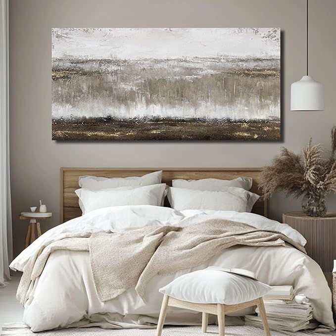 Canvas Wall Art - Abstract Wall Decor for Living Room - Grey Pictures Black and White Artwork for Walls Posters Aesthetic Office Home Bederoom Decorations 29x58 in