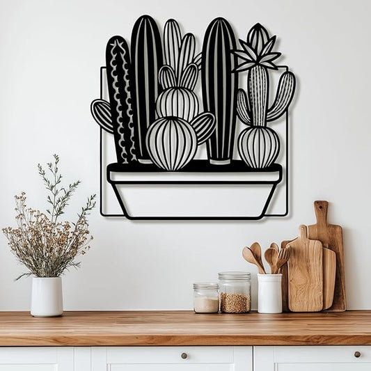 Metal Cactus Wall Decor,Southwestern Wall Art Metal,Metal Desert Wall Art,Metal Cactus Outdoor Decor,Natural Themed Home Decor,Metal Cactus Yard Art (Style 5, 35 L" x 35 W" / 90 x 90 cm)