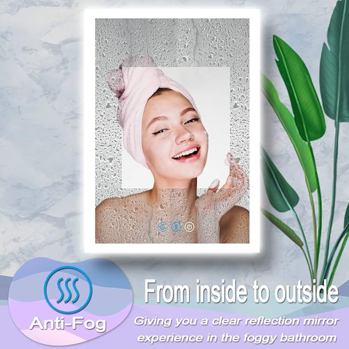 30 x 20 Inch LED Vanity Mirror with Backlits Anti-Fog 3 Color Dimmable Backlit Lighted Mirror for Bathroom Wall Horizontal Vertical Mounted 30" Frameless Smart Light up LED Bathroom Mirrors