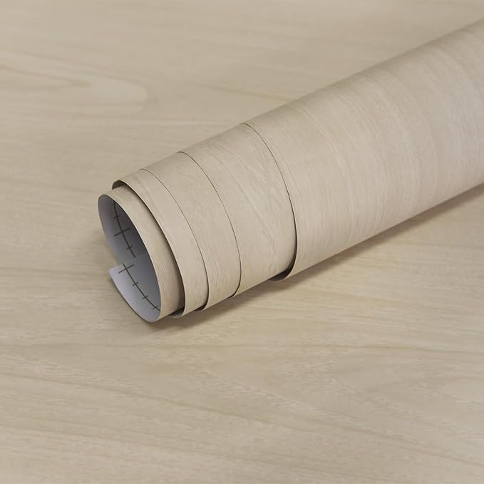 48"x78.7" White Wood Contact Wallpaper Wide Beige Woodgrain Peel and Stick Paper Self Adhesive Vinyl Wrap Waterproof Wooden Stickers Removable Oak Wall Paper for Countertop Cabinets Bedroom