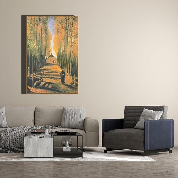 OKRA Vincent Van Gogh'S Avenue Of Poplars Canvas Wall Art - Famous Rural Landscape Pictures - Famous Painting Reproductions - Cool Home Decor for Study, Living Room, Kitchen - Unframed
