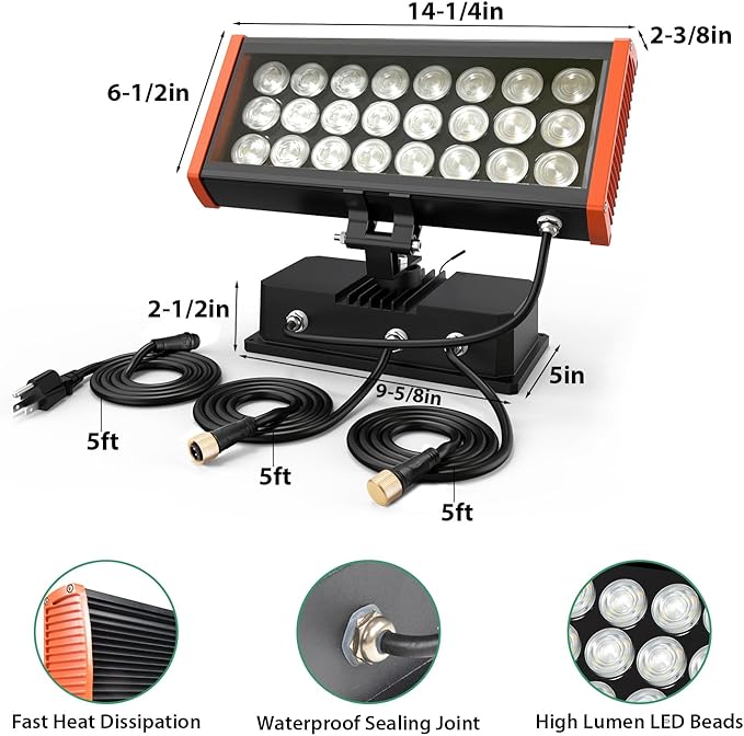 168W Smart LED Wall Washer Flood Lights, Waterproof RGBCW Color Changing Smart Light Fixtures with APP Control, Music Sync, Group, Timing Functions, Perfect for Outdoor Indoor Lighting Projects