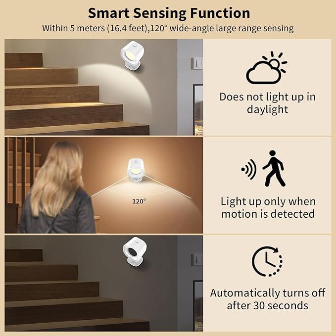 Motion Sensor LED Wall Lights with Remote, Cordless LED Wall Mounted Sconces with RGB & Warm White Lighting, Rechargeable Indoor Wall Lamp for Bedroom Bedside Living Room Corridor Picture
