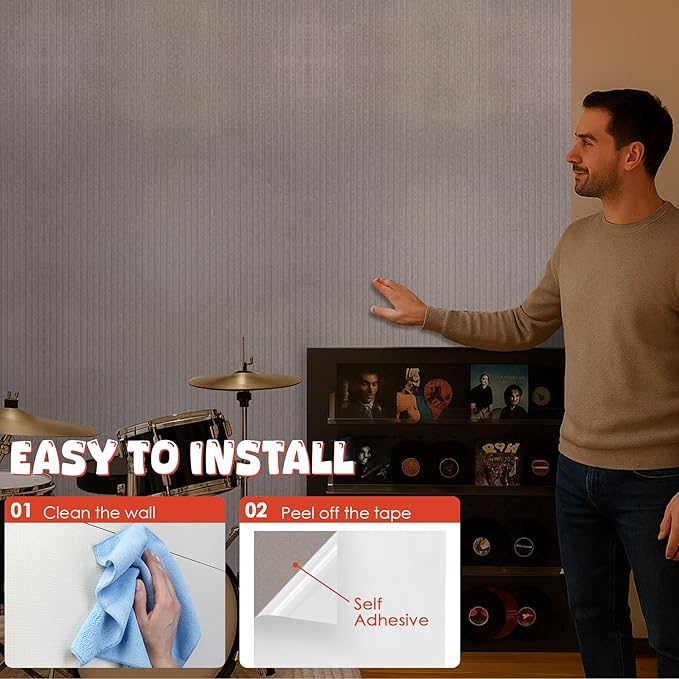 5 Pack Acoustic Panels,47.2x23.6x0.4 inch Acoustical Wall Panels,Large Soundproof Panels,Self-Adhesive Sound proof panels for walls,Acoustic Treatment for Recording Studio&Office Vertical,Brown