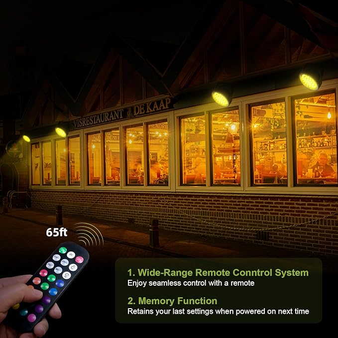 Linkable LED Wall Washer Light with RF Remote, 144W RGBW Color Changing Outdoor Landscape Spotlights, Waterproof Round Stage Lights for Club, Bar, Wedding, Show, Party, Event, Disco