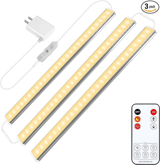 maylit Under Cabinet Lights Plug in, 3 Pcs 12 Inch Ultra Thin Under Cabinet Lighting, Super Bright Warm White Under Counter Lights for Kitchen, Dimmable Light for Cabinet, Counter, Workbench, Desk