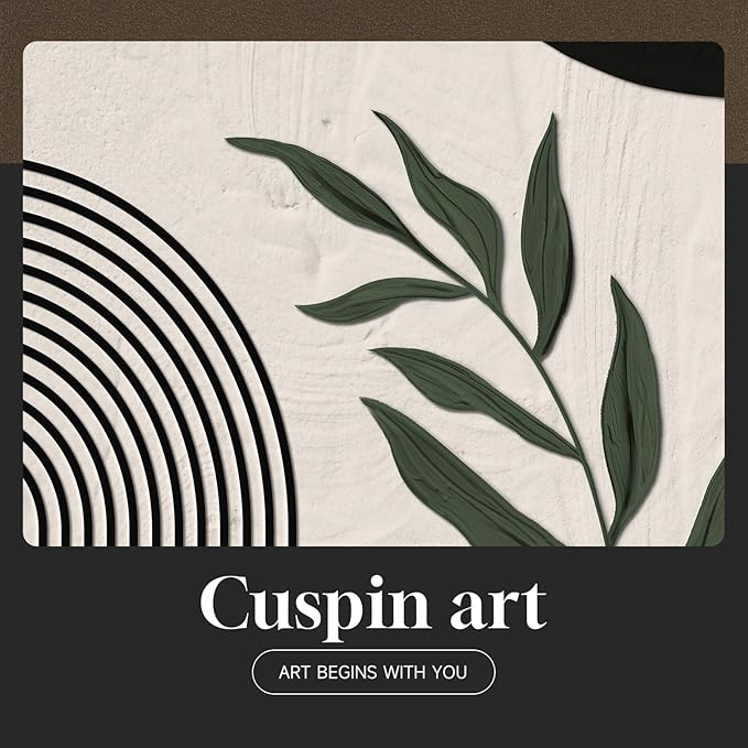 Boho Framed Canvas Wall Art, 3 Pieces Beige Black Orange Abstract Geometric Prints, Boho Wall Hanging Pictures for Living Room, Hallway, Office - Total 30x60 Inch