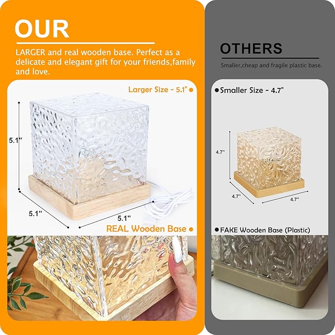 Ocean Wave Projector Light, Mood Lighting Ambient Lighting Luminorthe Cube Northern Lights Projector with 16 Colors and Dynamic Ripple Effect for Living Room Bedroom Decor - 5.1inch