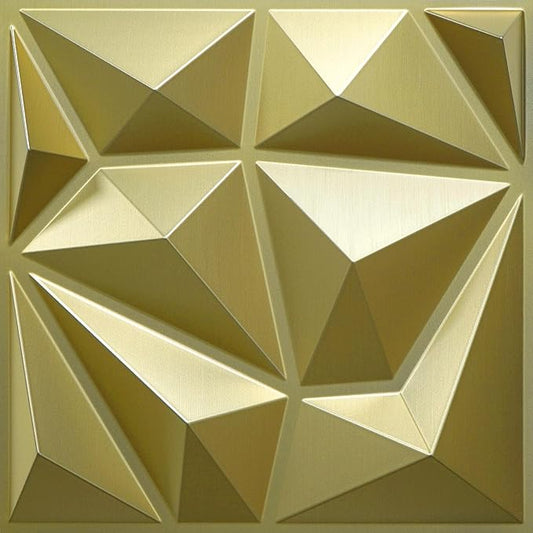 33 Pack 3D Modern Diamond Wall Panels for Interior Wall Decor,12''x12'' Champaign Gold Accent Wall Panles for Living Room,TV Wall Background,Bedroom