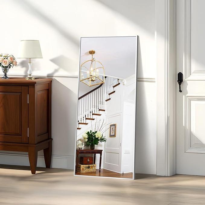 KOCUUY Silver Framed Mirror, 20"x48" Rectangle Bathroom Mirror for Wall, HD Tempered Glass, Anti-Rust Frame, Modern Design for Bathroom, Bedroom, Living Room, Entryway