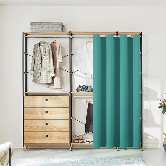 ChrisDowa Blackout Door Curtains for Doorway Privacy, Grommet Closet Curtains for Bedroom Closet Door, Thermal Insulated Temporary Doorway Cover Room Divider Drapes (1 Panel, Teal, 34 x 80 Inch)