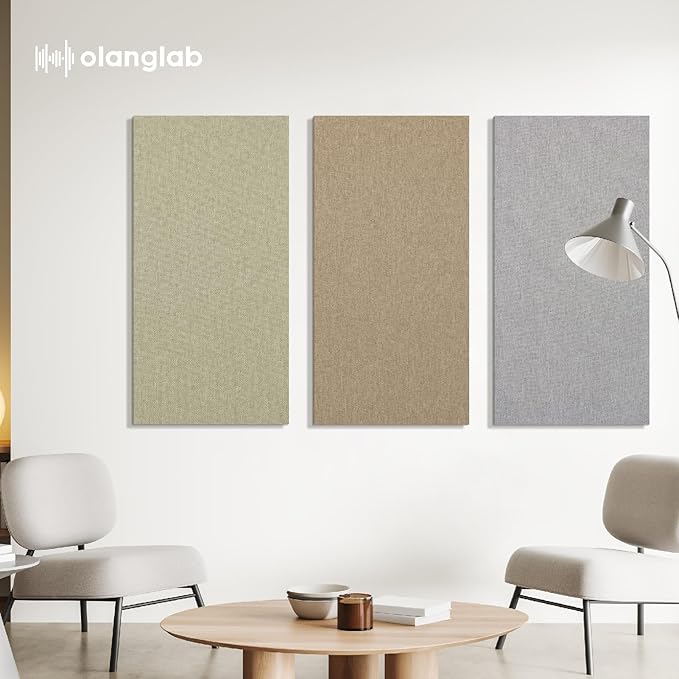 Olanglab Acoustic Panels 2 Pack, 48''x24'' Large Sound Panels, Fabric Wrapped Sound Proof Foam Panels for Walls, Sound Absorbing Panels for Recording Studio Acoustical Treatments (Ivory)