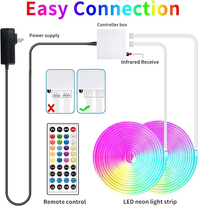 LED neon Lights Strip 132FT,DC 24V RGB LED neon Light Strip APP Remote Controls Control Waterproof Flexible Neon LED Rope Lights for Bedroom,Playroom,Outdoors Decor（2 Rolls of 66ft）