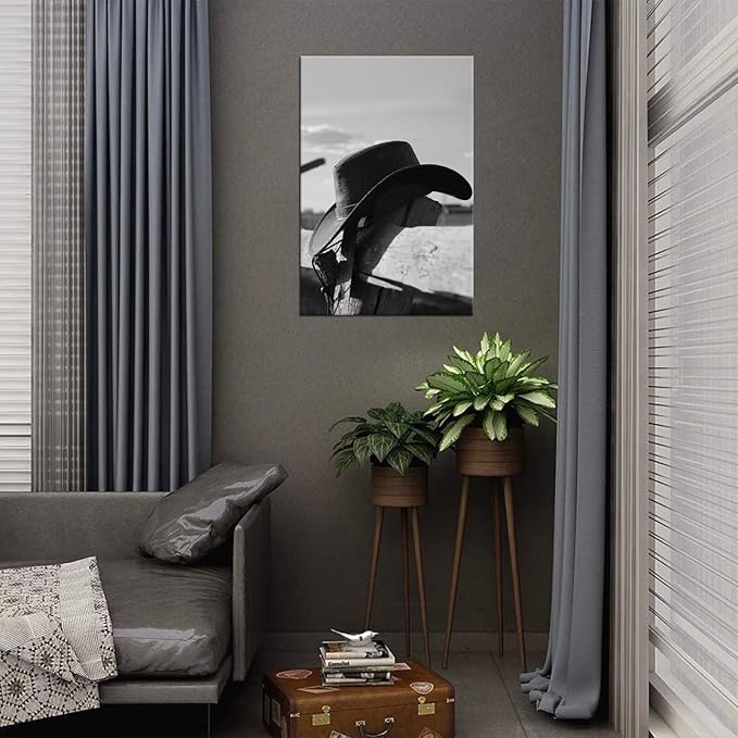 Cowboy Hats Pictures Wall Art for Bedroom Living Room Office Home Decortion Prints Framed(18L" x 24W")