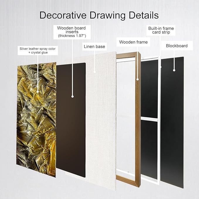 BrightA Liquid gold texture leather 3D wall art with double-sided hanging gold and silver texture reliefs, suitable for enterprise walls (horizontal/vertical) 31.5"x59"