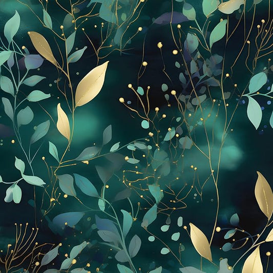 Blue Leaf Peel and Stick Wallpaper Gold Leaf Contact Paper Blue Floral Wall Mural Home Vinyl Waterproof Self Adhesive Removable Renter Friendly Wall Paper 17.5" x 78"