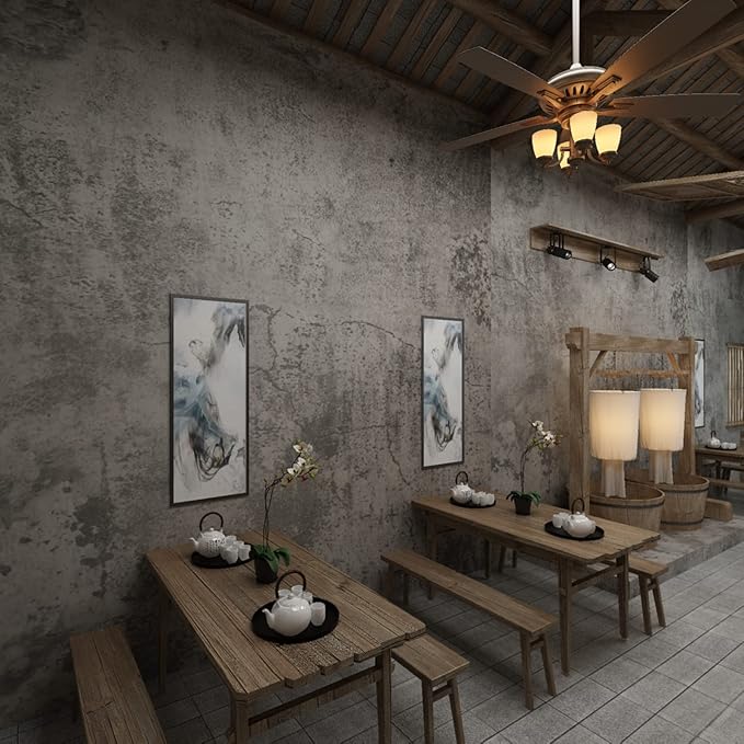 48"×79" Long Size Extra Wide Thick Light Brown Grey Concrete Vinyl Wallpaper Peel and Stick Waterproof Gray Concrete Contact Paper for Countertops DIY Matte Textured Cement Wall Tile Stickers