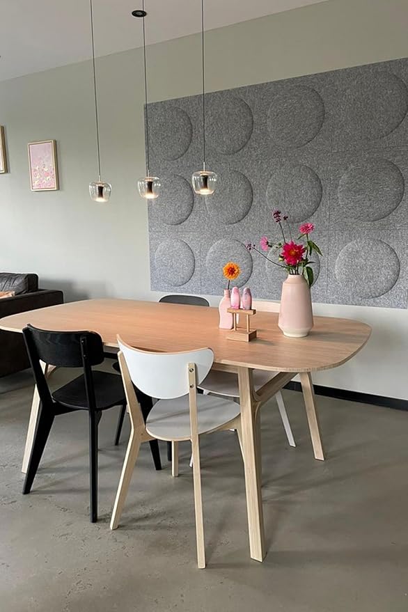 Acoustical 3D Wall Panels, 12 Pack 12''x12''x0.12 Circle Art Acoustic Panels for Interior Wall Decor, Decorative Acoustic Panels, Wall 3D Art (Light Gray)