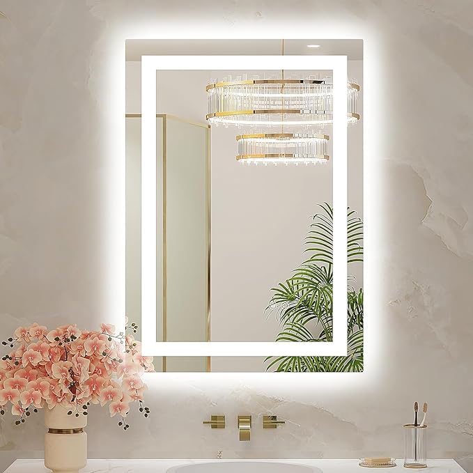 20x28 LED Bathroom Mirror with Lights, Brighter Backlit + Front Lit, Tempered Glass, Dimmable, Multiple Light Modes, Anti-Fog Lighted Bathroom Vanity Mirror for Wall, Memory Function