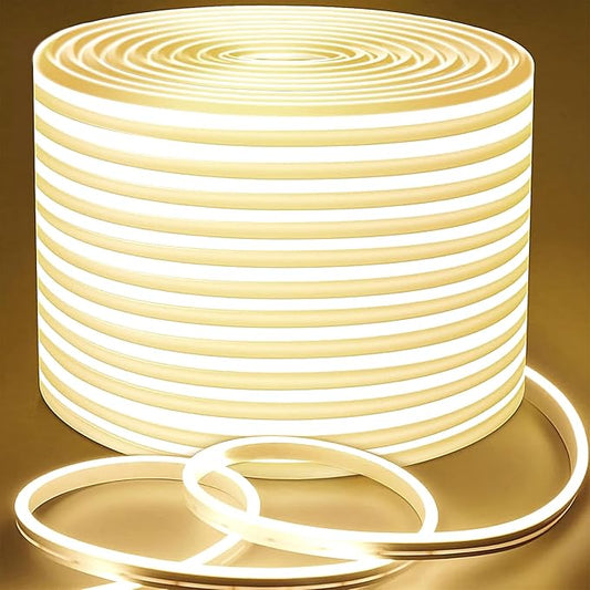 Lamomo LED Strip Lights Neutral White, 32.8Ft Dimmable LED Rope Lights, 4500K Waterproof Silicone LED Neon Lights for Bedroom Indoor Home Decor (Power Adapter Included)