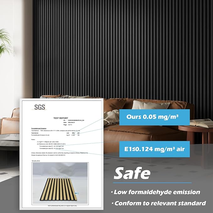 Art3d 2-Pack 94.5" x 24" Acoustic Wood Panels for Wall, 31 sq.ft Soundproof Wood Slat Panels, 3D Fluted Sound Absorbing Paneling for Interior Wall Decor, Living Room, Bedroom - Blackwood