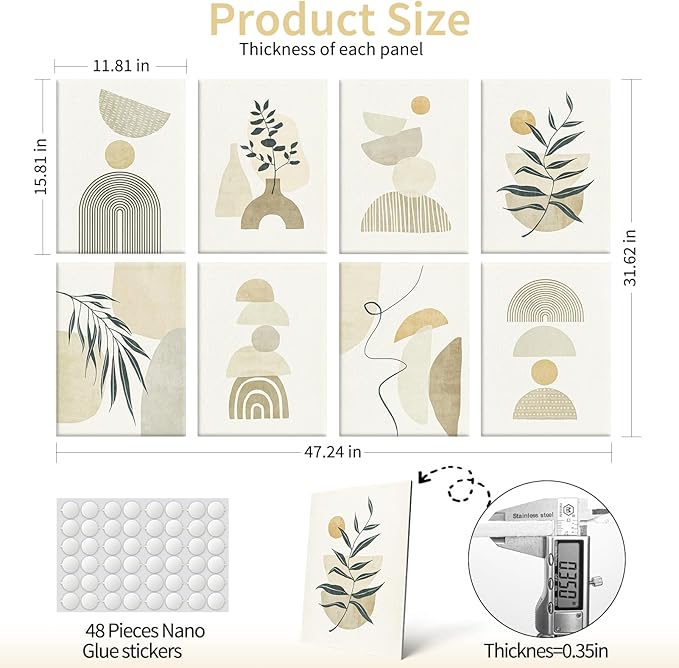 Art3d Soundproof Wall Panels 48"x32", 8-Pack Acoustic Wall Art Panels, Sound Absorbing Decorative Wall Panels for Living Room, Bedroom, Kitchen, Studio, Polyester UV Print