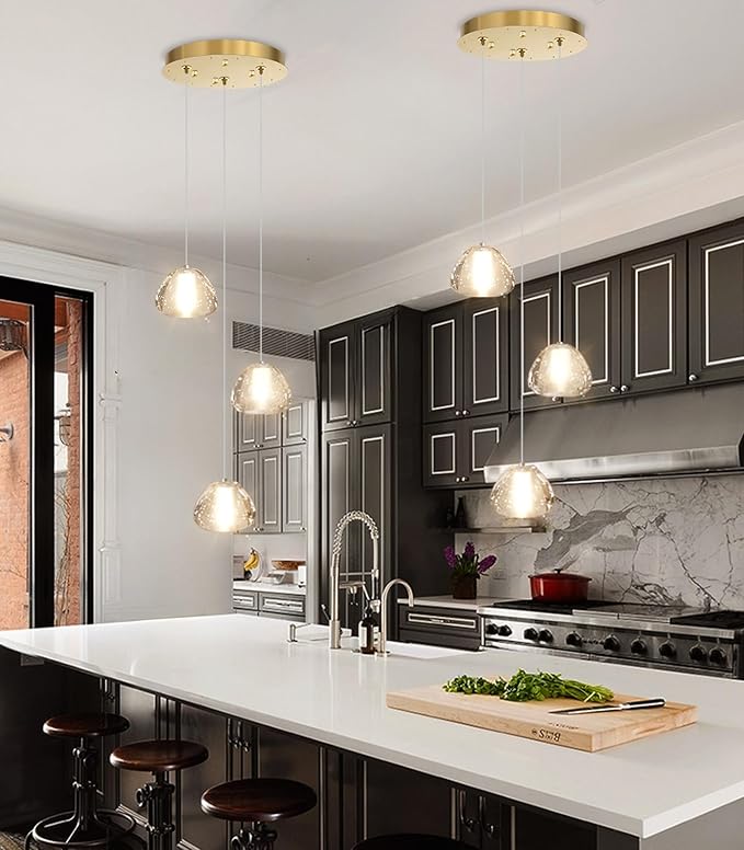 Modern Chandelier Crystal Pendant Light for Kitchen Island Dining Room Bedroom Hallway Gold