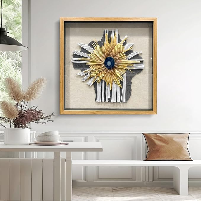 LIUZEYUE - Handmade paper art, artificial gemstone piece 3D mural living room modern wall decoration 59"x59"