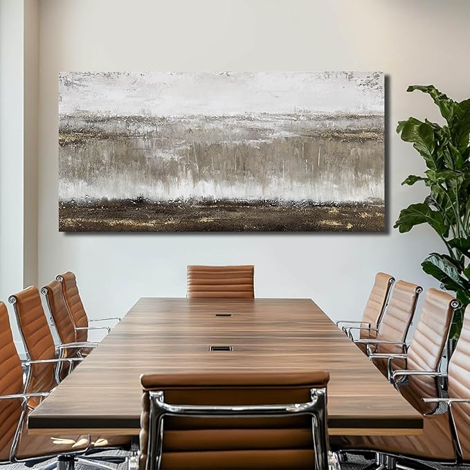 Canvas Wall Art - Abstract Wall Decor for Living Room - Grey Pictures Black and White Artwork for Walls Posters Aesthetic Office Home Bederoom Decorations 29x58 in