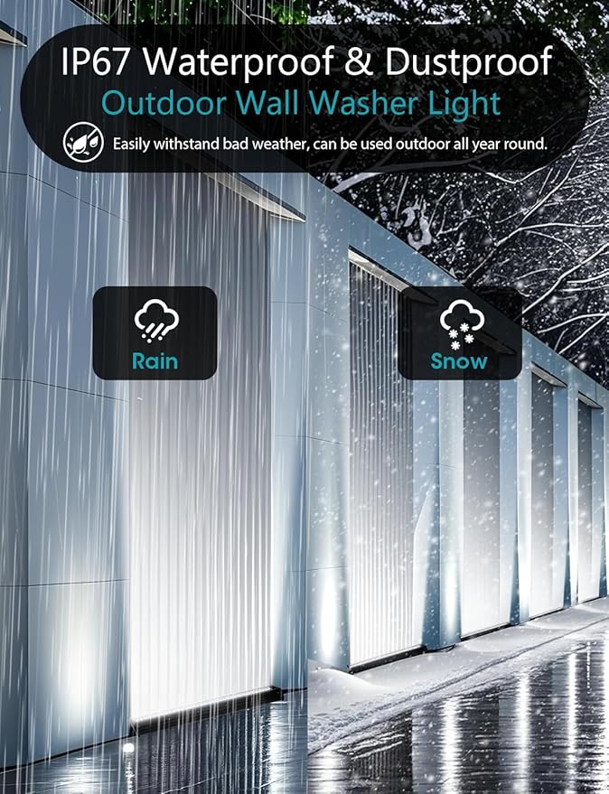 Pro-Grade LED Wall Washer Light Bars, 54W 6000K Daylight White Outdoor LED Light Bar, IP67 Waterproof Heavy Duty 120V Linear Strip Light for Landscape Building Wash Lighting (40 Inch)