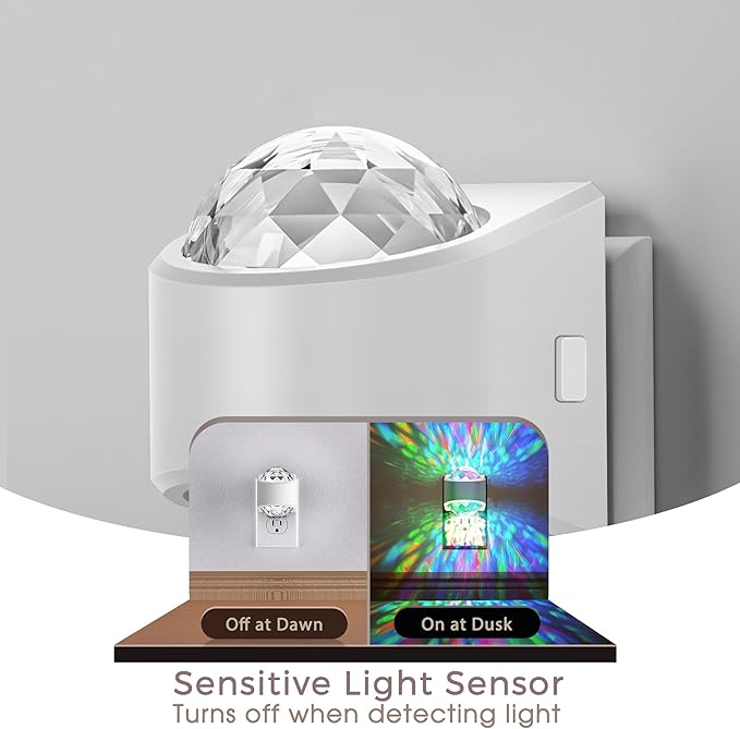 Night Lights Plug into Wall, Star Projector for Bedroom, Night Light Projector for Kids, 9-Color RGB Galaxy Nightlight with Dusk to Dawn Sensor for Bathroom, Home Gaming Room Decor Gifts，2 Pack