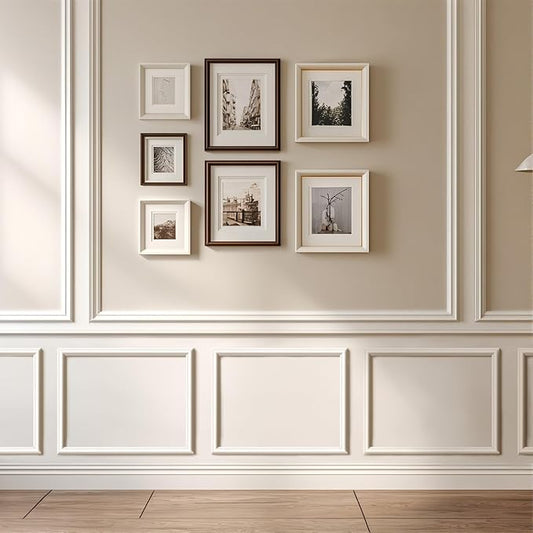 6 Sets Peel and Stick Wall Molding Kit, 16''x24'' Premade Wainscoting Accent Panels for Interior Wall Trim, Easy DIY Moulding Decor