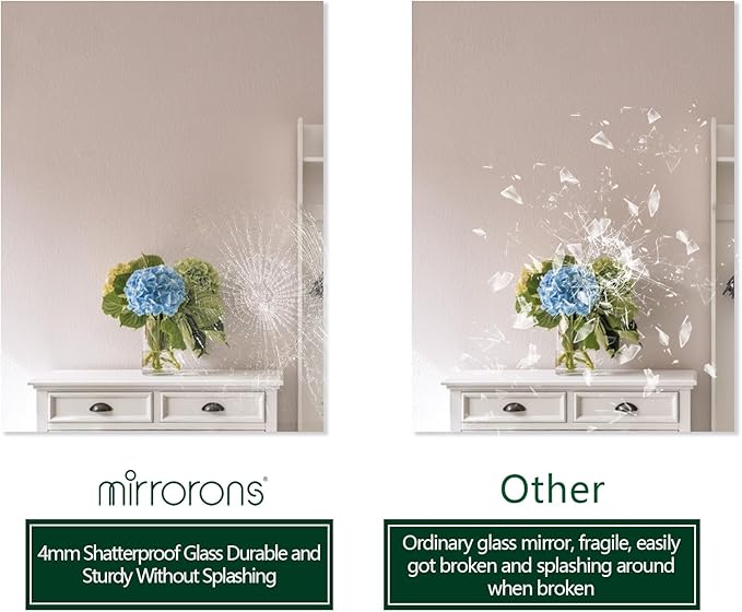 Mirrorons Bathroom Mirror 28"×36", Modern Bathroom Vanity Mirror, Frameless Mirror with Polished Edge for Bedroom, Living Room, Entryway, Shatterproof (Horizontal/Vertical)