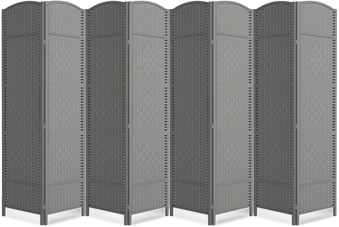 8 Panel Room Divider,6Ft Folding Privacy Screen,Tall - Extra Wide Foldable Panel Partition Wall Divider with Diamond Double-Weaved Hand-Woven Design Room Screen Divider
