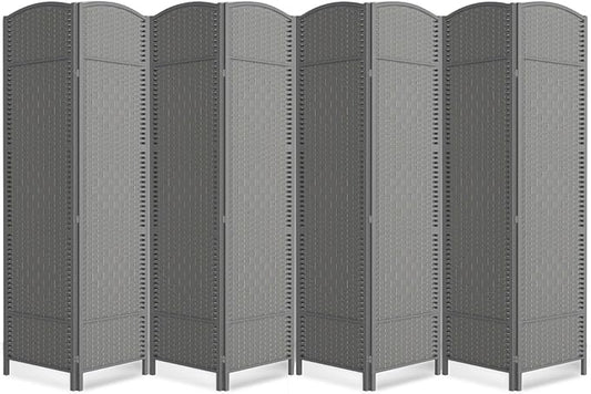 8 Panel Room Divider,6Ft Folding Privacy Screen,Tall - Extra Wide Foldable Panel Partition Wall Divider with Diamond Double-Weaved Hand-Woven Design Room Screen Divider