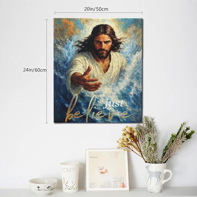 Christ Jesus Wall Art Christian Canvas Wall Decor Religious Bible Pictures Christ Paintings Prints Artwork Framed Divine Mercy Decorations For Church Prayer Room Bathroom Bedroom Living Room Gifts 20" x 24"
