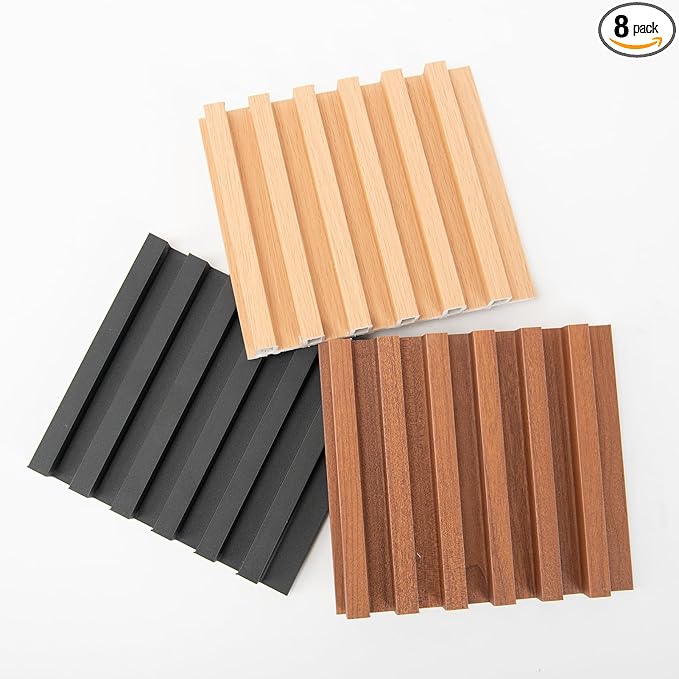 Art3dwallpanels Wood Slat Wall Paneling, 3 Pack WPC Soundproof 3D Wall Panels for Interior Wall Decor, Fluted Textured Panel Wall Slats, Sample