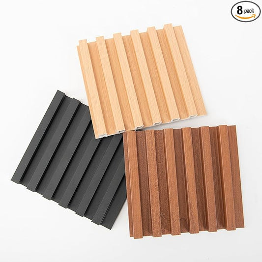 Art3dwallpanels Wood Slat Wall Paneling, 3 Pack WPC Soundproof 3D Wall Panels for Interior Wall Decor, Fluted Textured Panel Wall Slats, Sample