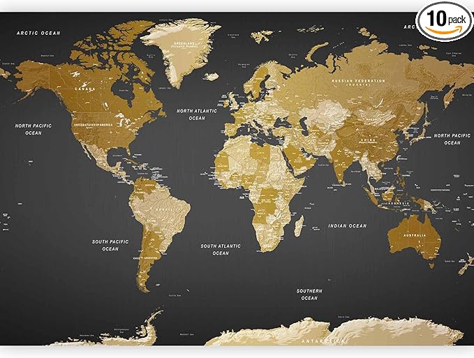 artgeist Wall Mural World Map 197x138 in - XXL Non-Woven Wallpaper Fleece Wall Decor Photo Print Picture Image Design Home Map of The World k-A-0092-a-a