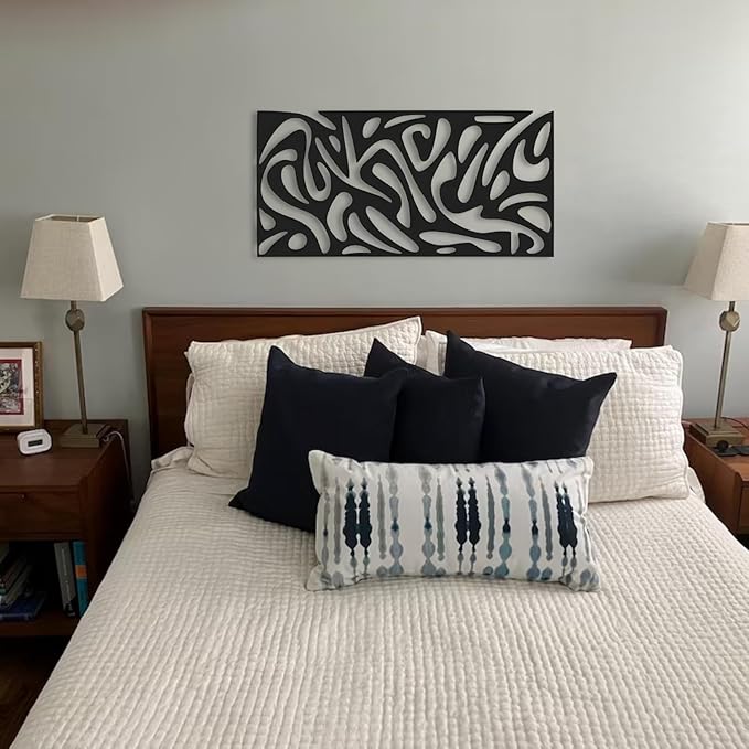 kuestboy Abstract Metal Wall Art, Modern Geometric Sculpture for Wall Decor, Line Art for Living Room, Entryway, Office, Black Steel Gallery Piece for Indoor Home Decor (24" X 12" | 60 X 30cm)