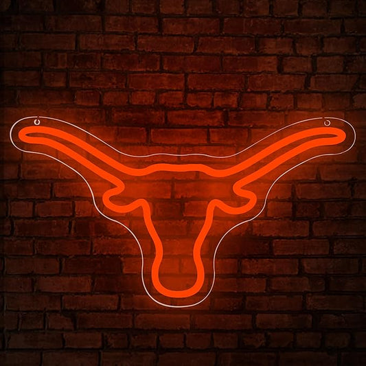 Longhorns Neon Sign for Wall Decor University LED Neon Light Sign Football Signs Longhorn Decor for Man Cave Graduation Gifts Dorm Decorr for College Students Men Teens,Size 14.6 * 8.3 in(FMXD096-01)