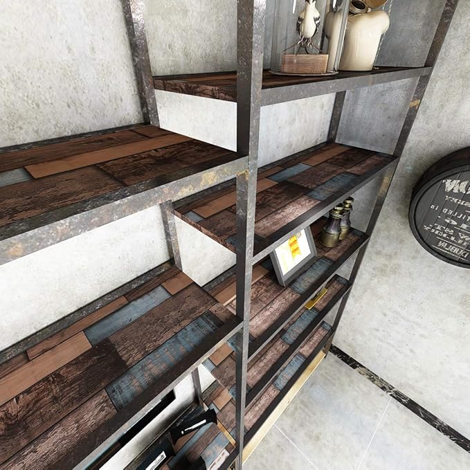 Livelynine Reclaimed Wood Wallpaper Stick and Peel 17.7x276 Inch Shiplap Peel and Stick Wallpaper Wood Paper for Bedroom Classroom Farmhouse Decorations Removable Shiplap Bulletin Board Paper